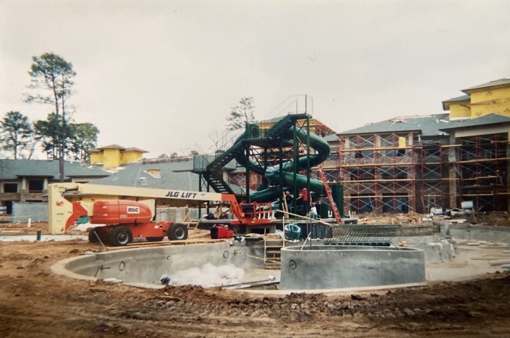 Construction on a water slide