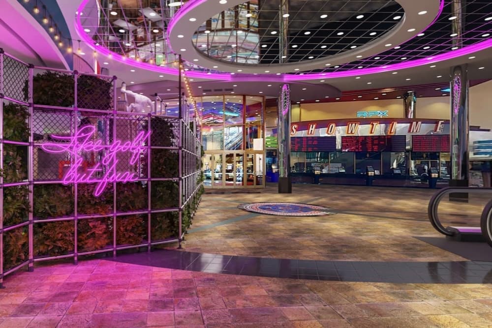 A photo of the interior of a mini golf club
