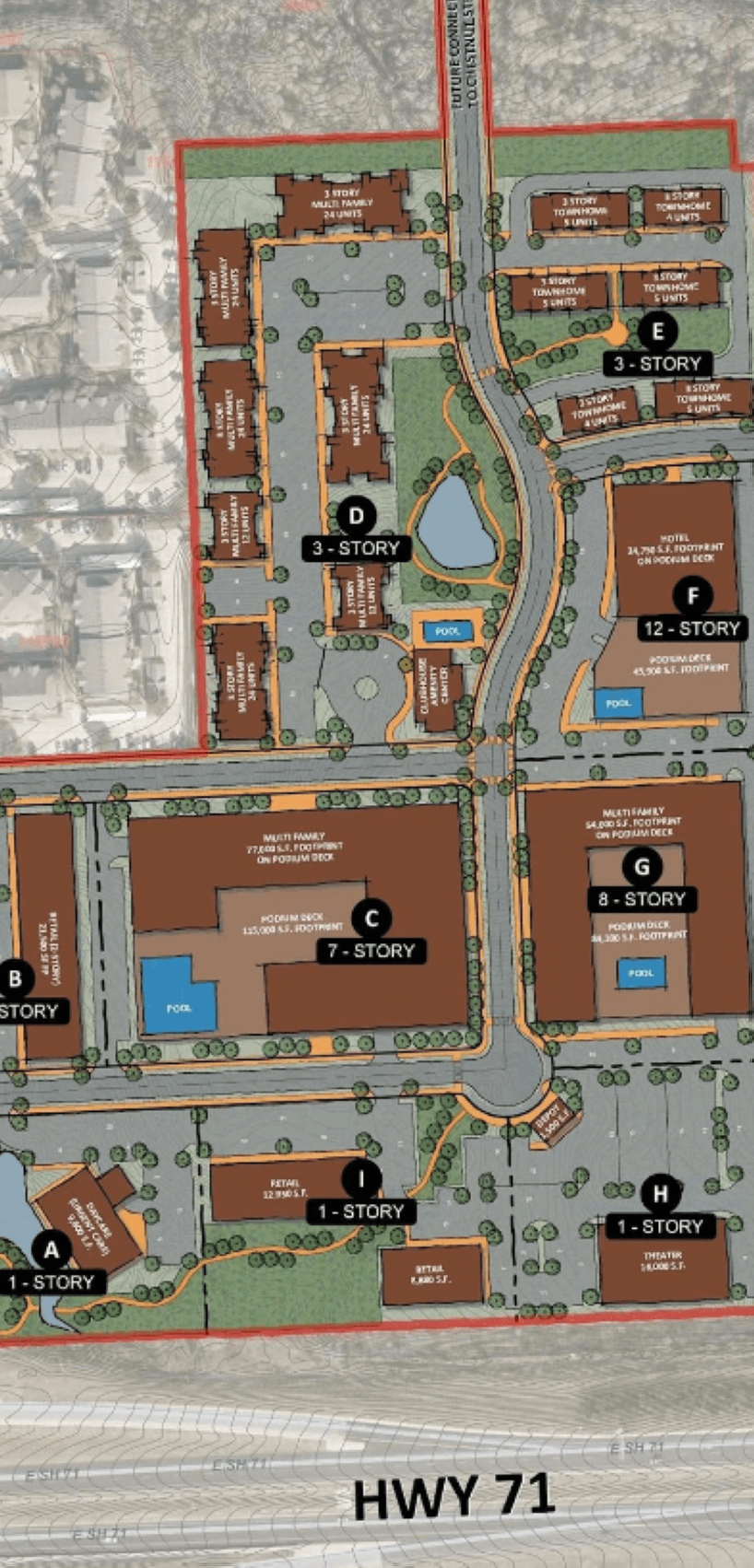 Designs for a multipurpose development.