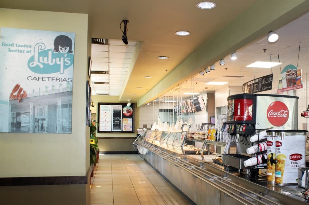 Serving counter inside a Luby's.