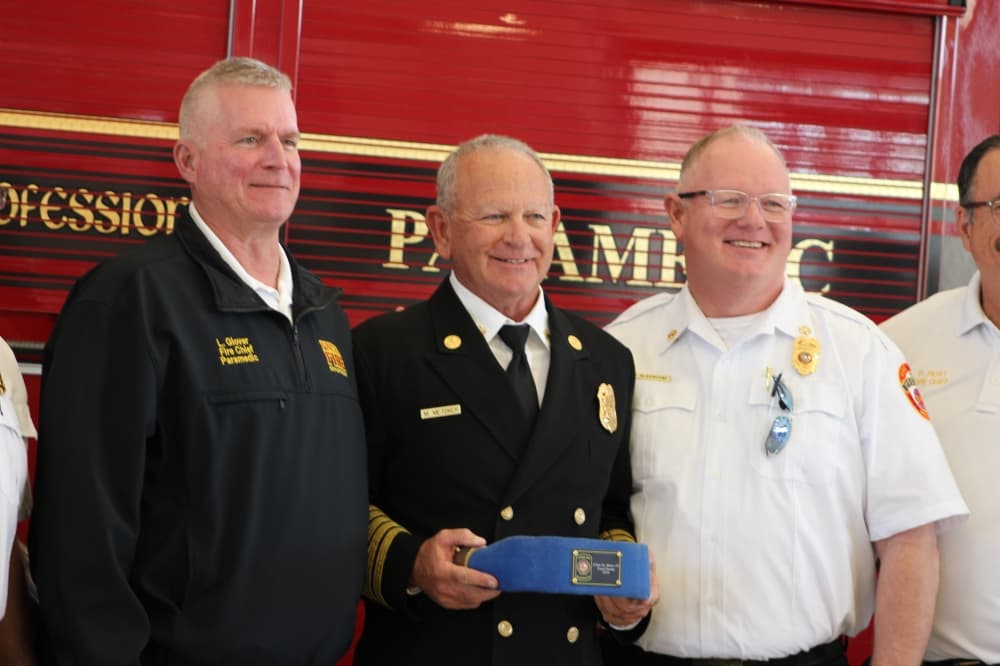 frisco fire chief lee glover and chief mark metdker and prosper chief blasingame