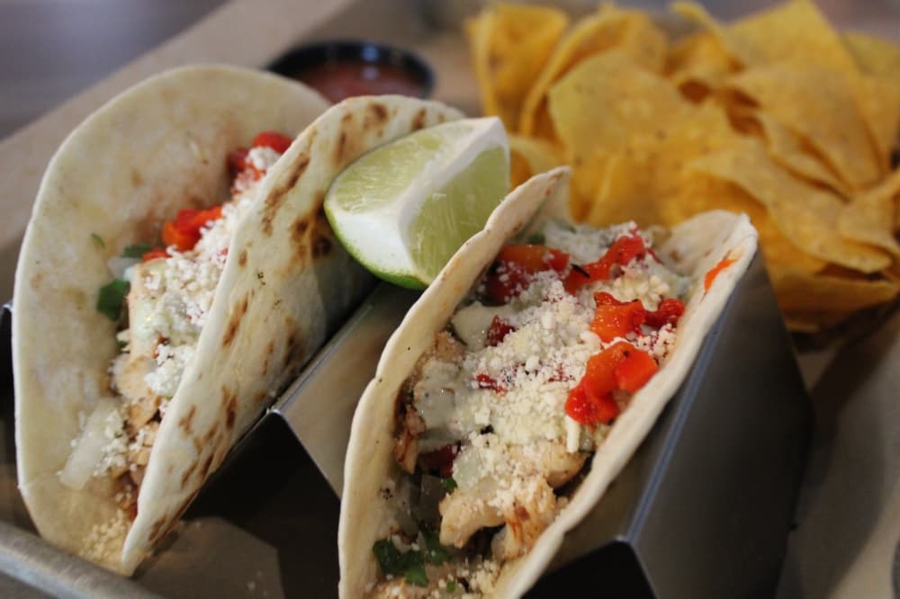 Grilled poblano chicken tacos from The Brass Tap. 