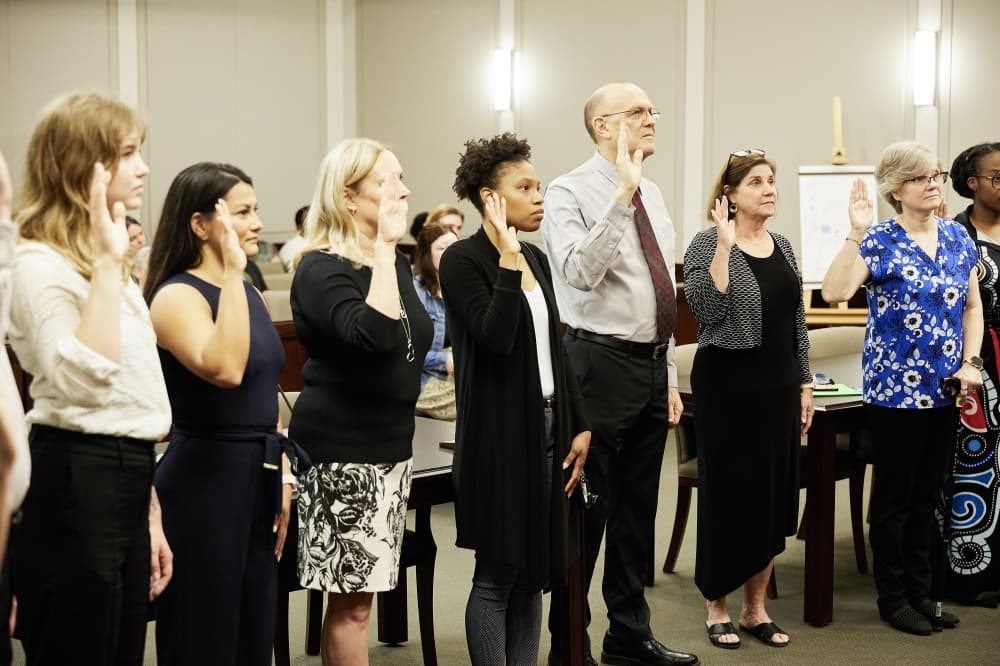 New CASA volunteers are sworn in every month.