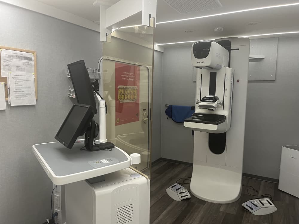 Imaging room on the Big Pink Bus