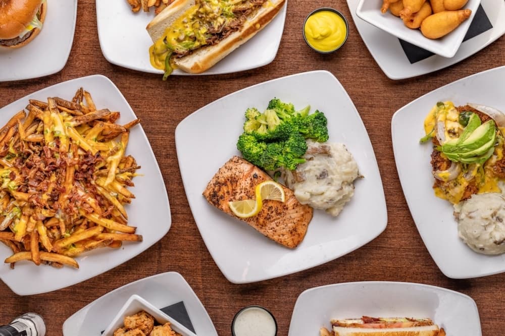 An assortment of food on plates