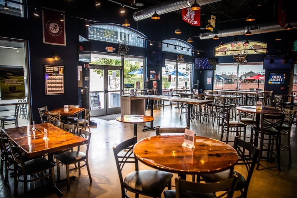 The interior of a restaurant.