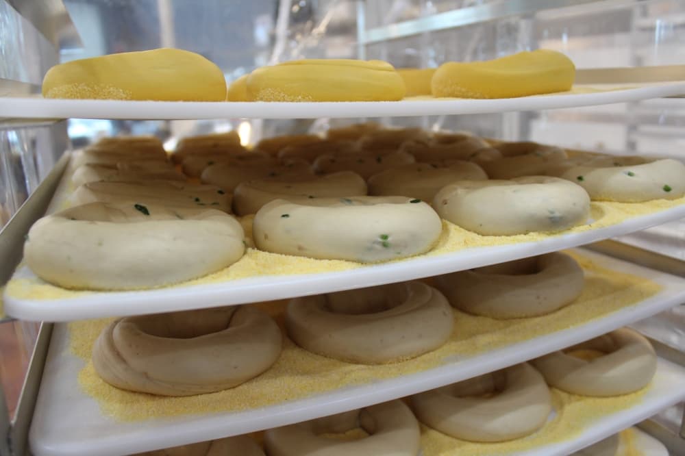 Bagels on a rack