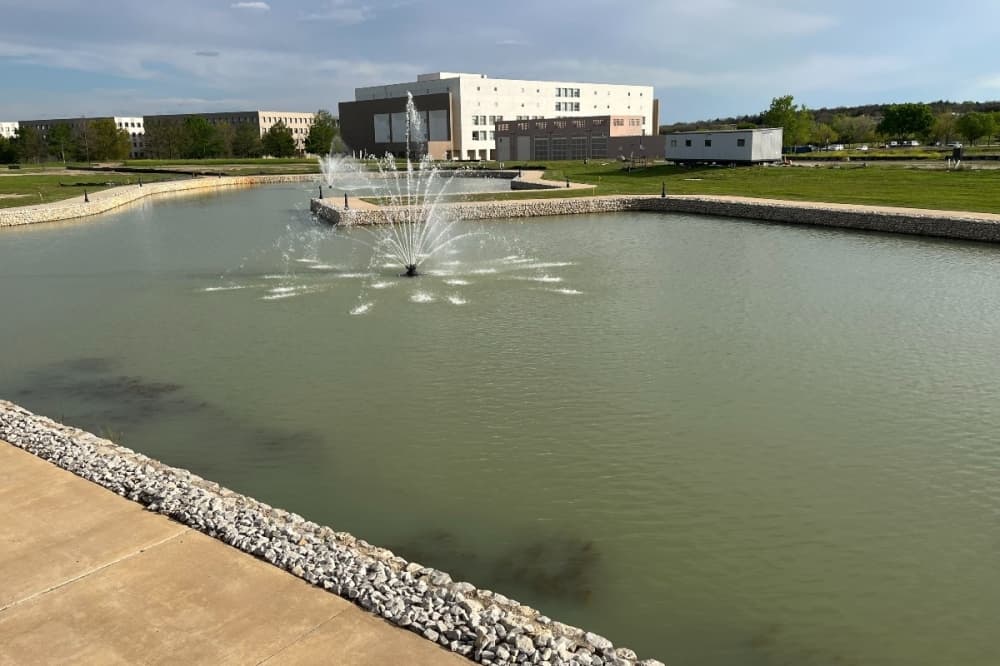 water feature view from a patio 