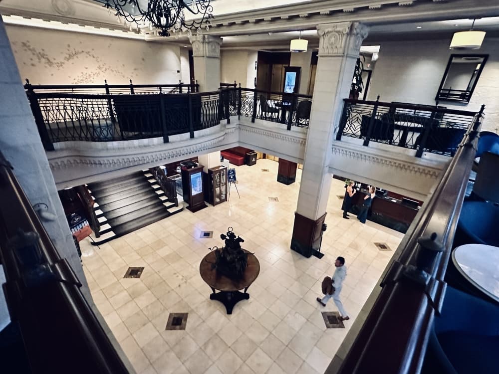 A look down from inside near the staircase