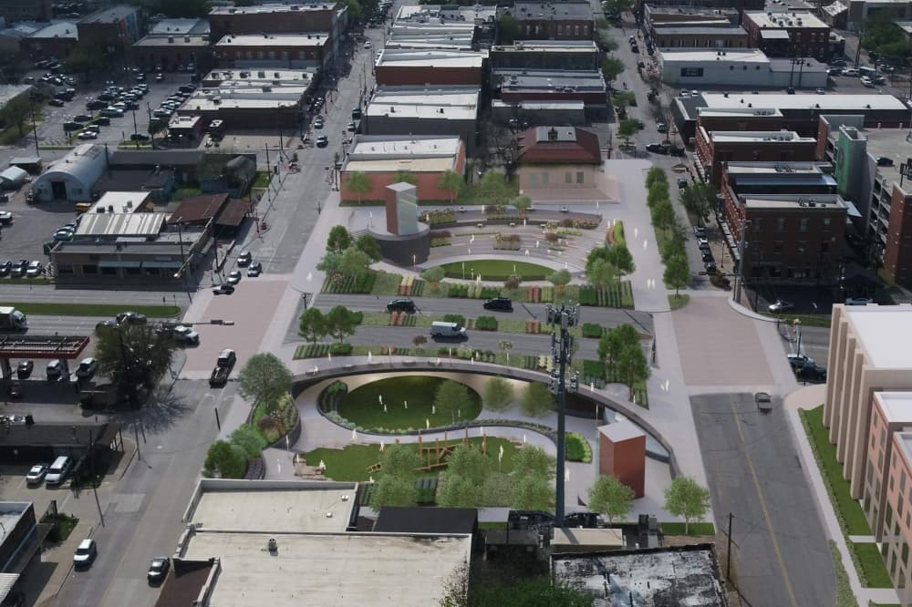 Rendering of Lower 5 Plaza, west view