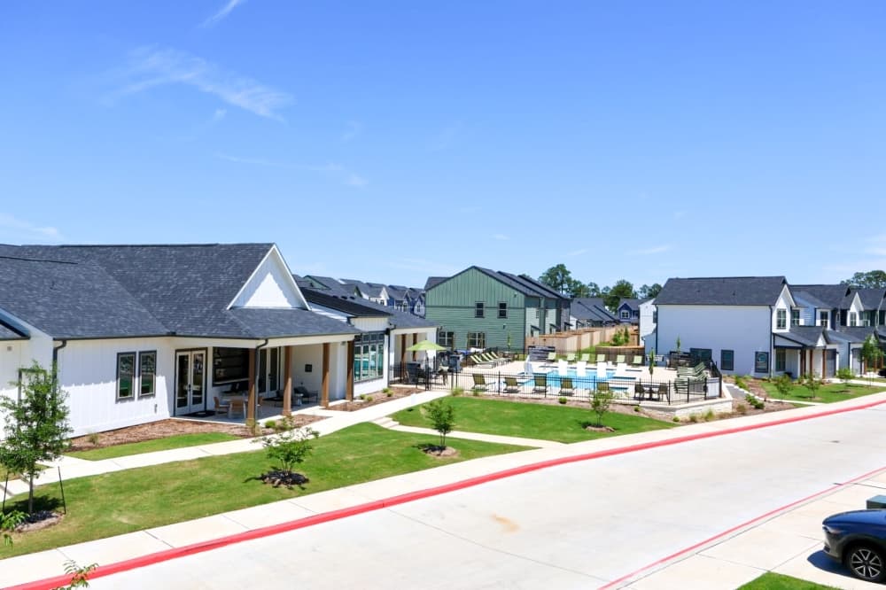 The Everstead at Windrose townhomes community and pool