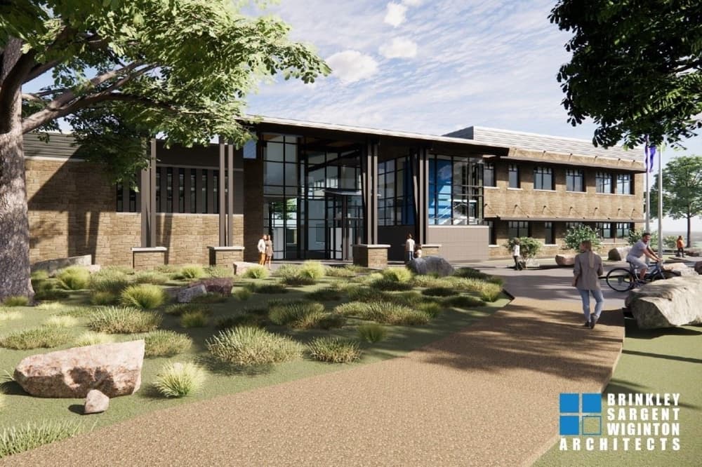 The two-story, 17,000-square-foot building will be located at 4010 Bee Cave Road and house a new police department, administrative offices and council chambers. (Rendering courtesy city of West Lake Hills)