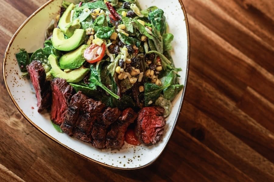 photo of salad with steak tips
