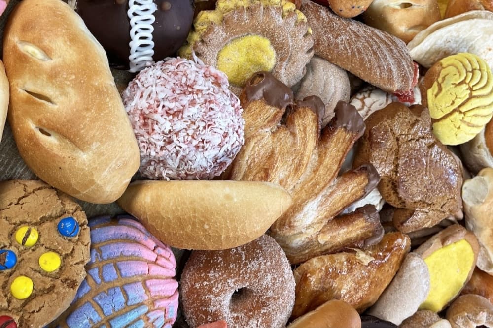 a collection of different baked goods