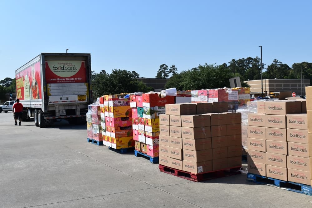 boxes of food and a truck