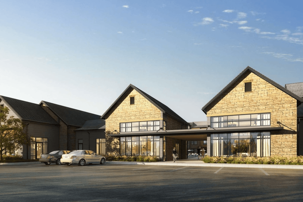 Rendering of the leasing office. 
