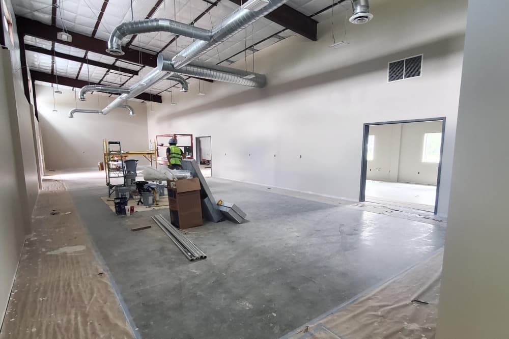 Interior of Trinity Klein Lutheran Church's Restoring Hope Food Pantry under construction