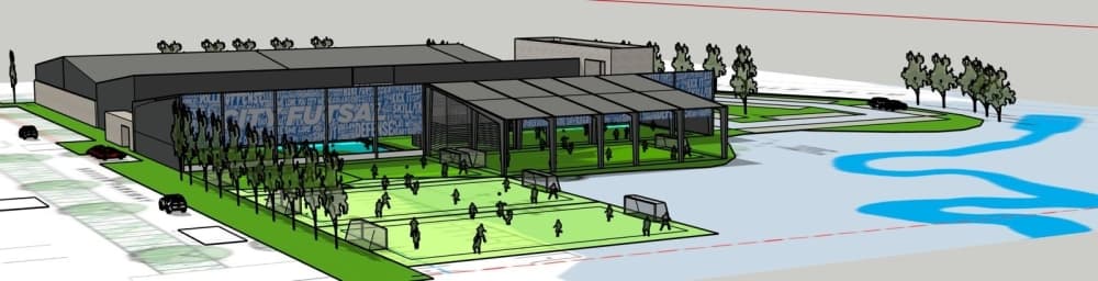 Picture of an artist rendering of a multi-sports building.