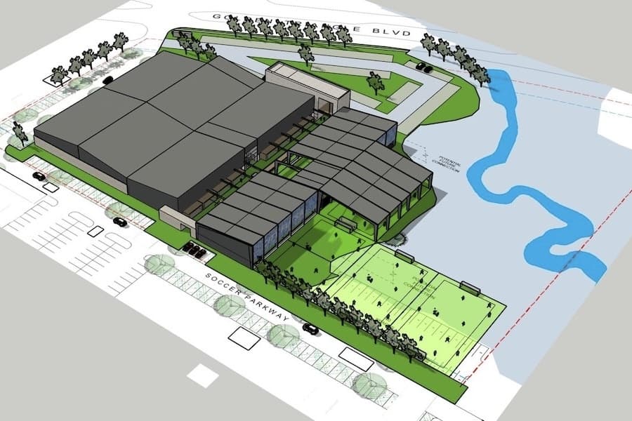 Picture of an artist rendering of a multi-sports building.