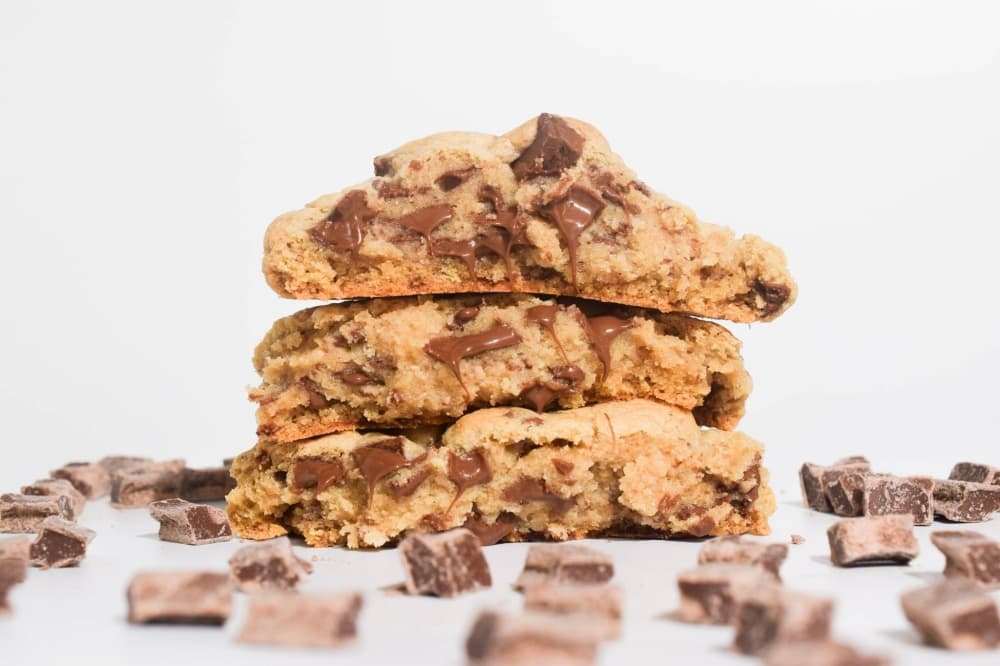Three cookies stacked on each other.