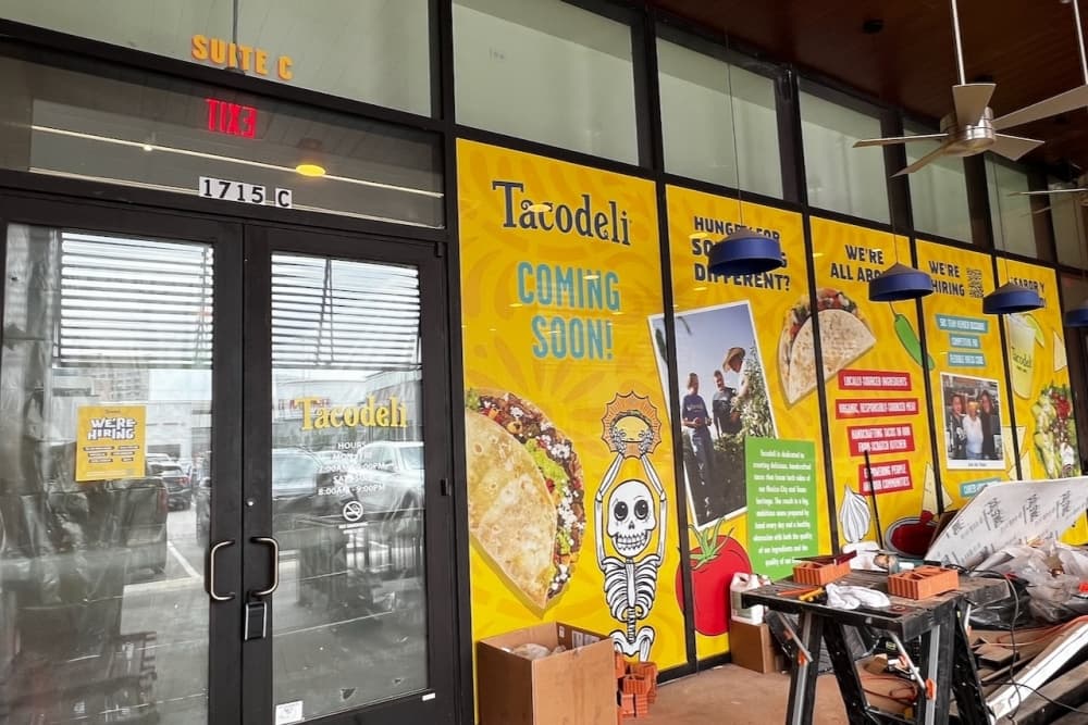 A photo of Tacodeli's exterior.