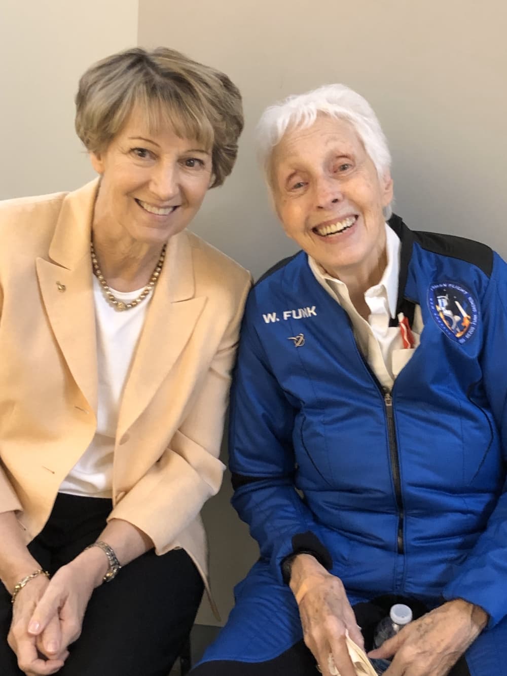 Wally Funk meets Texas Aviation Hall of Fame Class of 2020 member Lt. Col. Eileen Collins, the first female space shuttle pilot and space shuttle commander. 