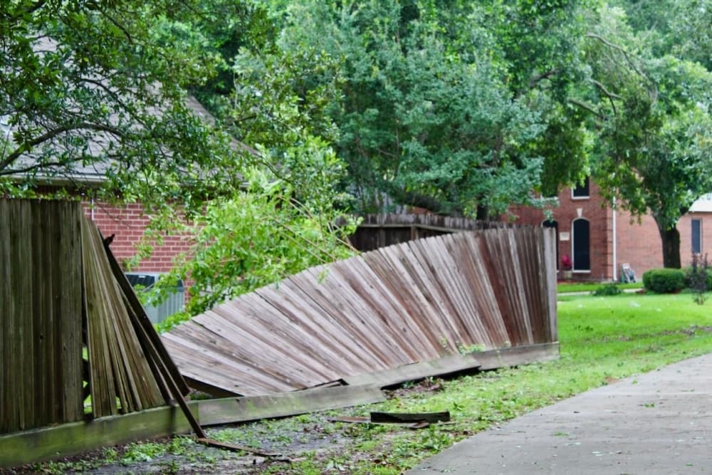 Down fences after the Houston storm and severe weather.
