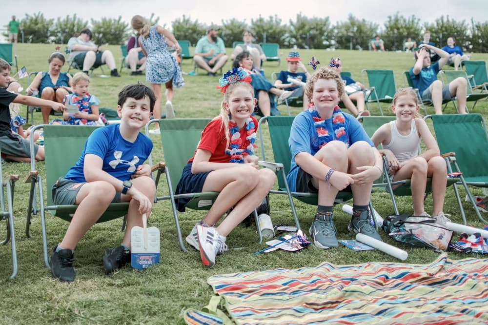 People on lawn chairs 
