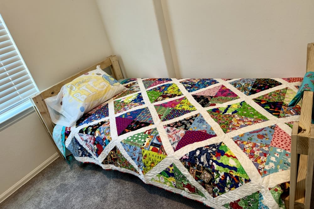 Quilt on bed
