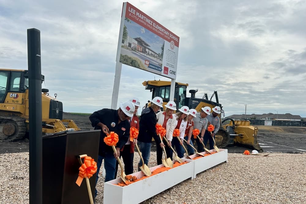 Hutto ISD officials broke ground on May 17 on the district's eighth elementary school, Lee Martinez Elementary School, which will also be home to the district's second Little Hippos Child Development Center. (Brooke Sjoberg/Community Impact)