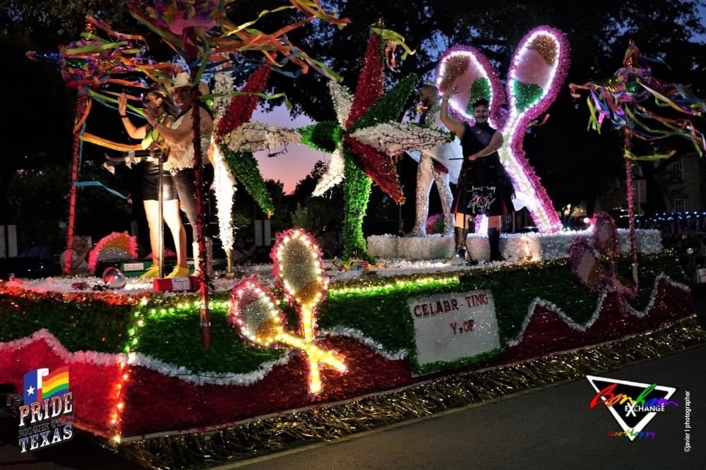 Image shows a parade float at Pride Bigger Than Texas Parade.