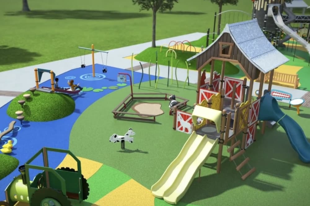 Celina City Council members approved a roughly $7 million contract for an Old Celina Park playground during a May 14, 2024, meeting. (Rendering courtesy city of Celina)