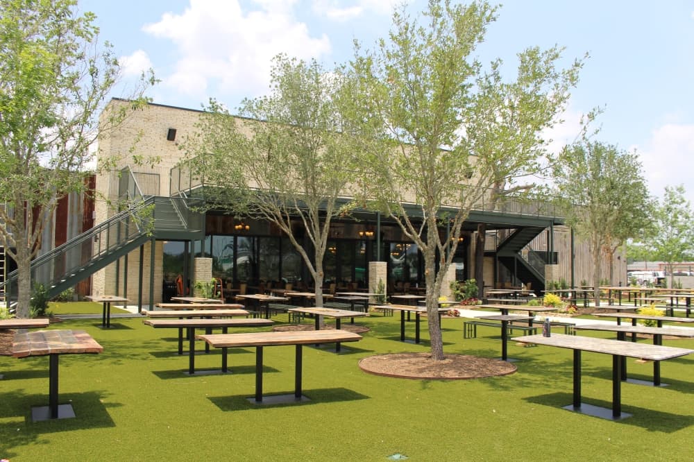 Visitors can play at two bocce ball courts or participate in board games. (Kelly Schafler/Community Impact)