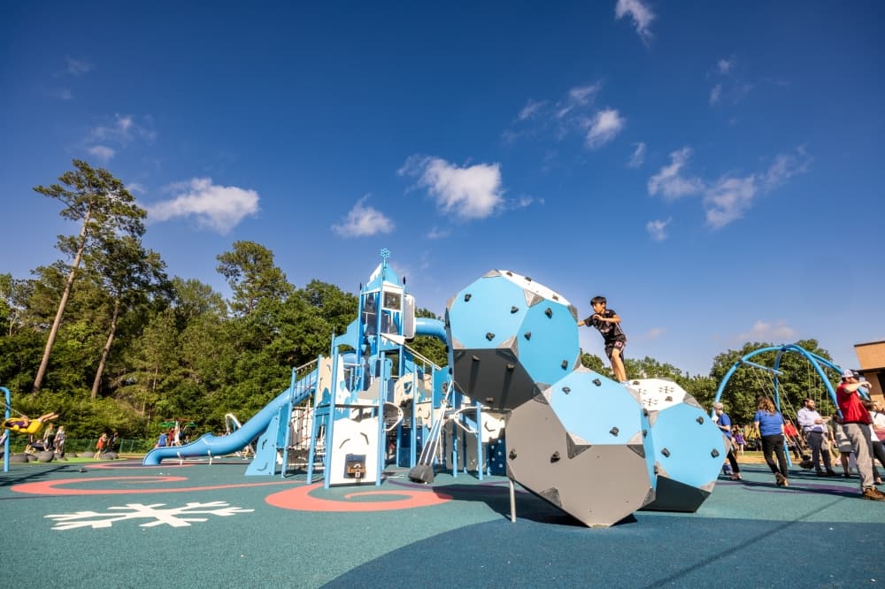 Humble ISD officials opened a new ice castle-themed playground at Shadow Forest Elementary on April 29. (Courtesy Humble ISD)