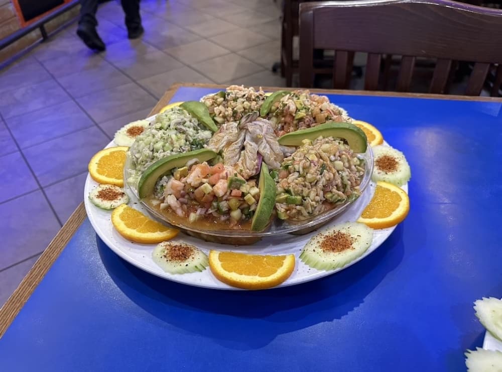 Image shows a ceviche platter.