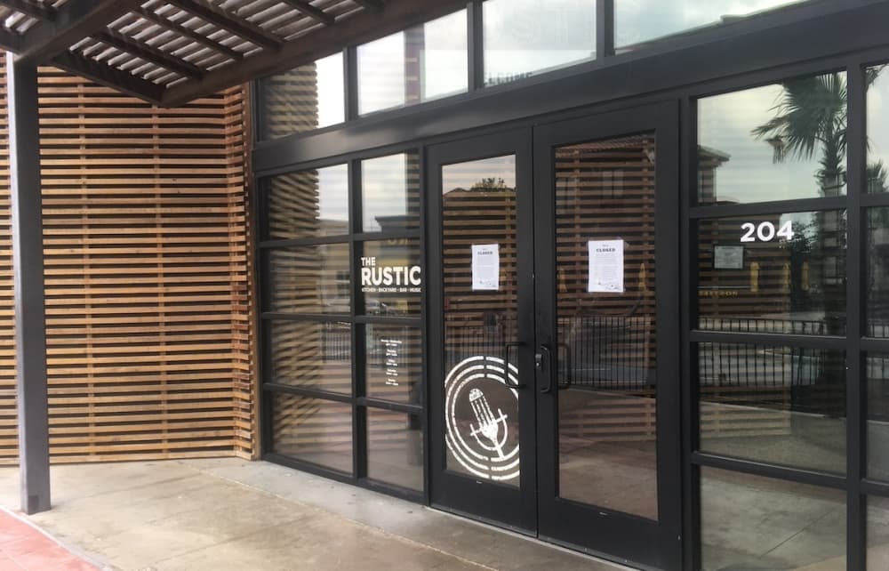 Image shows The Rustic closed.