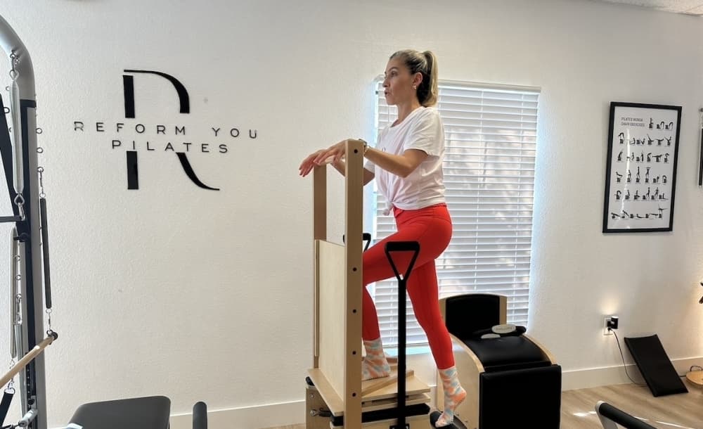 Image shows Pilates instructor Jackie Quiroz.