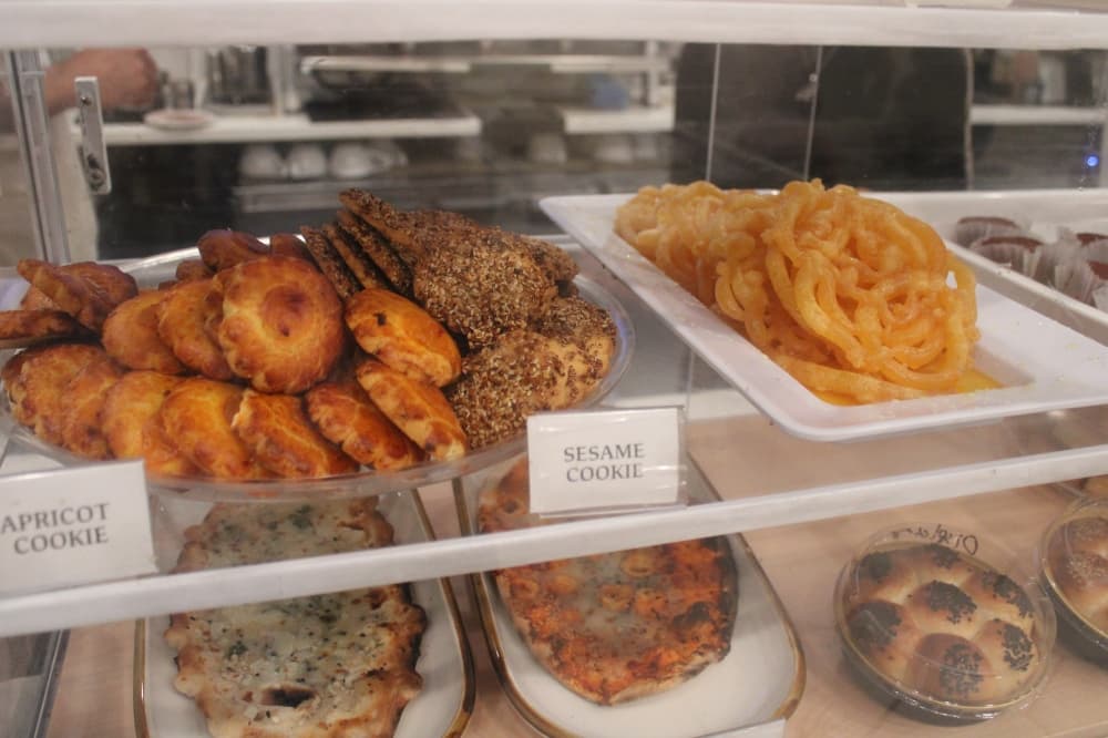 pastries on dispay.