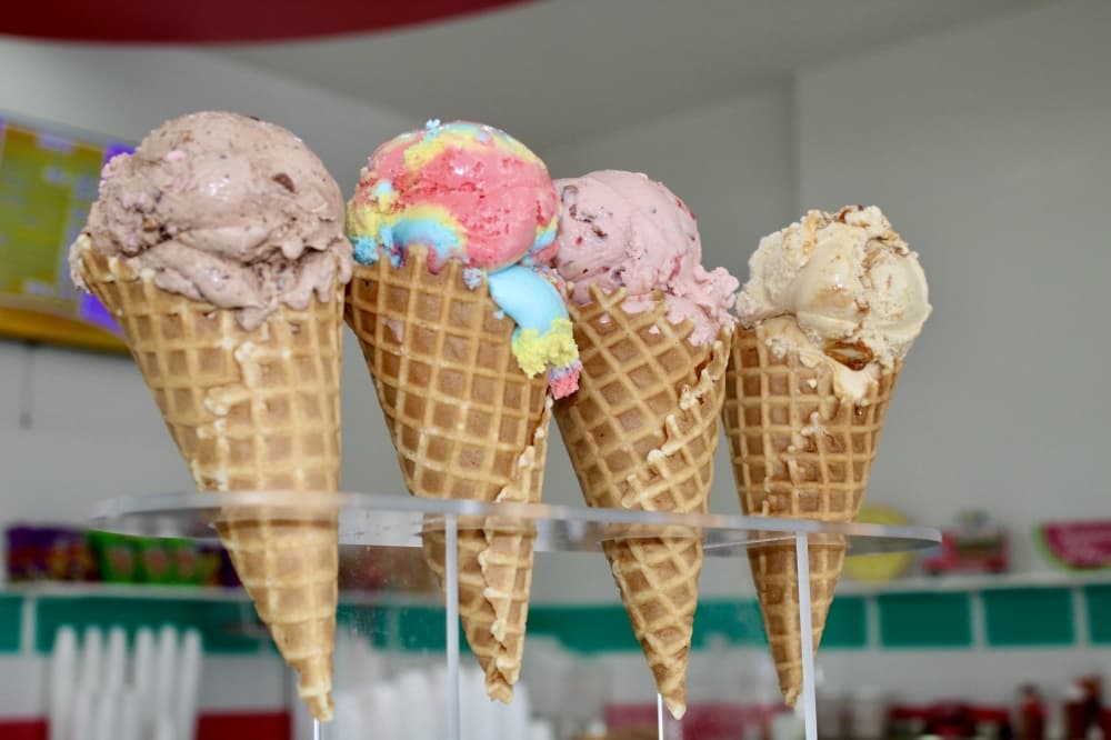 four ice cream cones