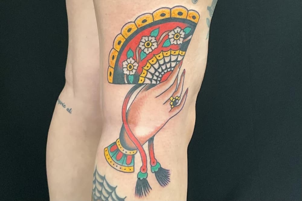 Image shows a Japanese style tattoo done by Joel Valkner.