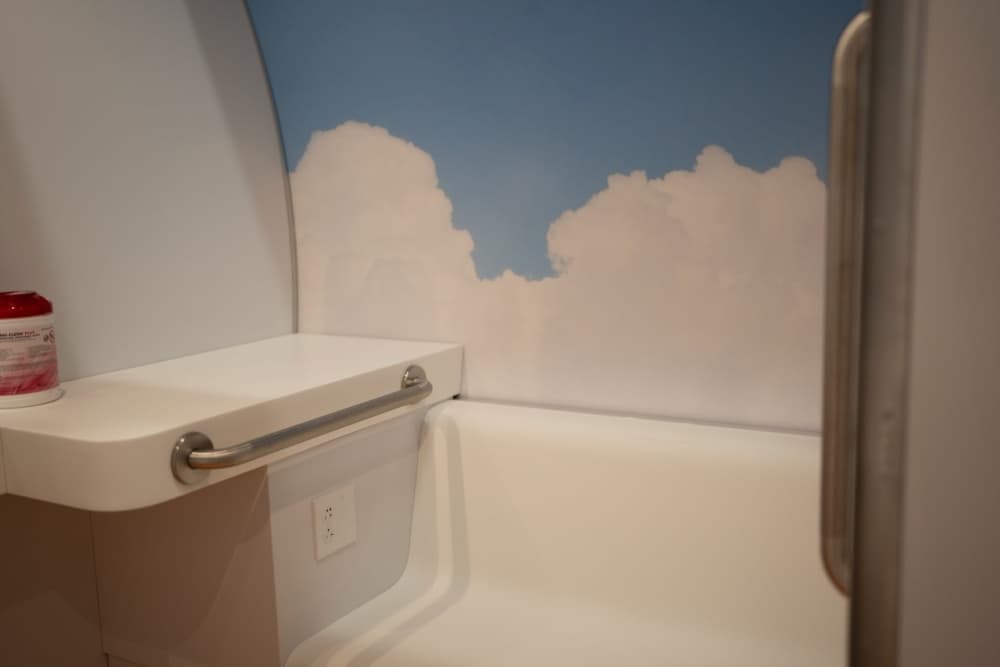 Inside a nursing pod.