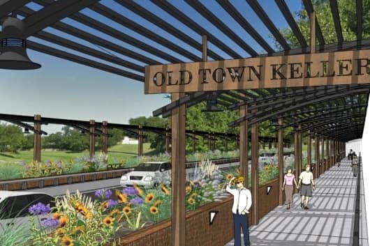 An agreement with Tarrant County will help Keller complete a major project on Elm Street in Old Town Keller. (Rendering courtesy city of Keller)