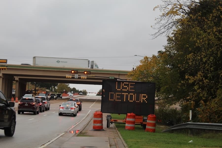 Frontage road construction reduces Westlake traffic to 1 lane