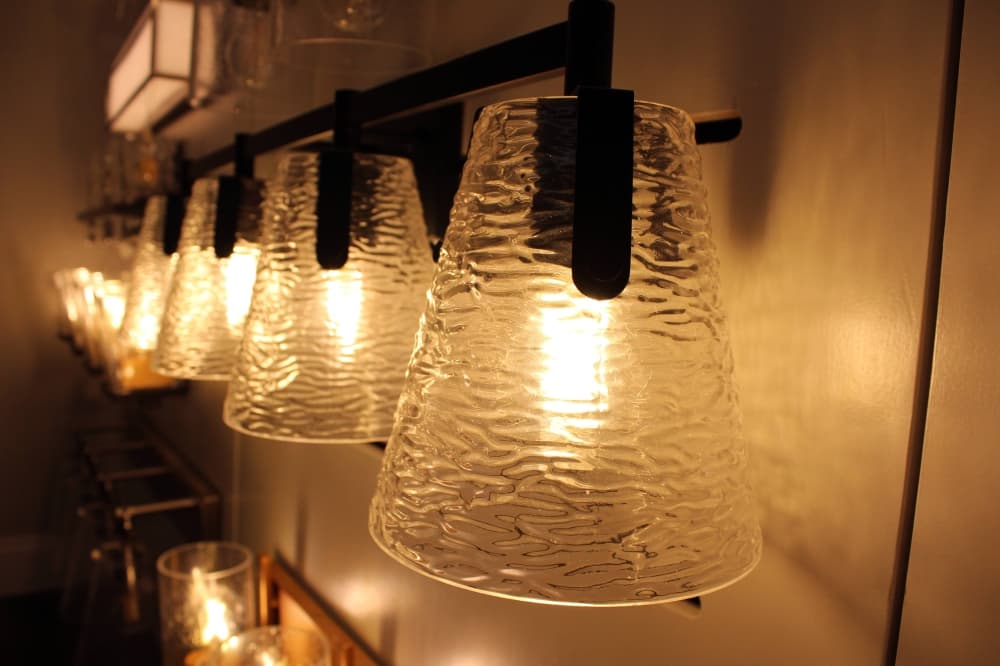 Lights on a wall display. 
