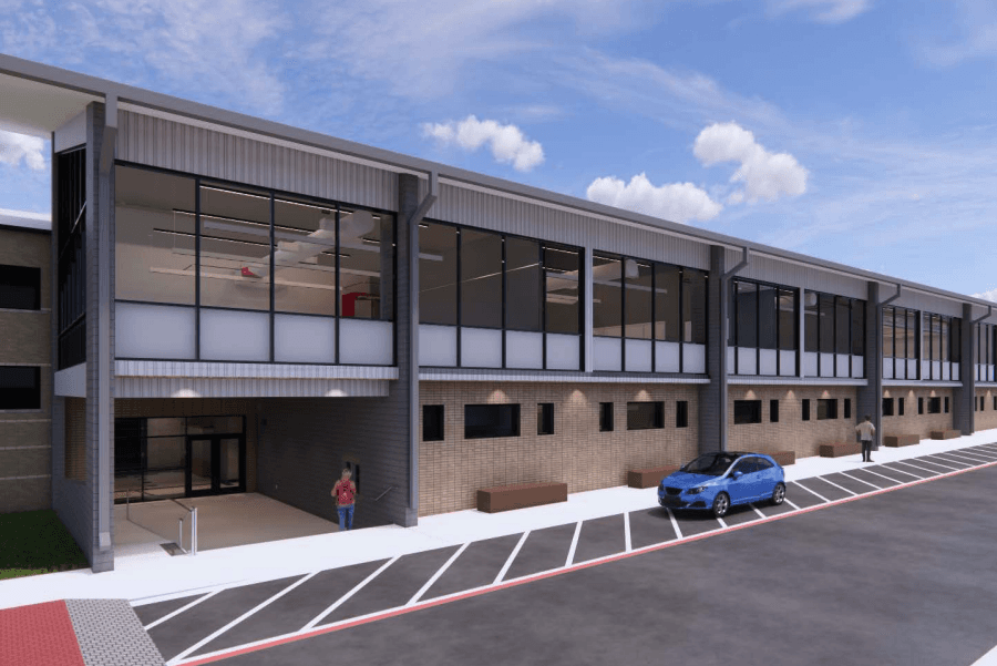 A rendering of the science wing addition at Lake Travis High School