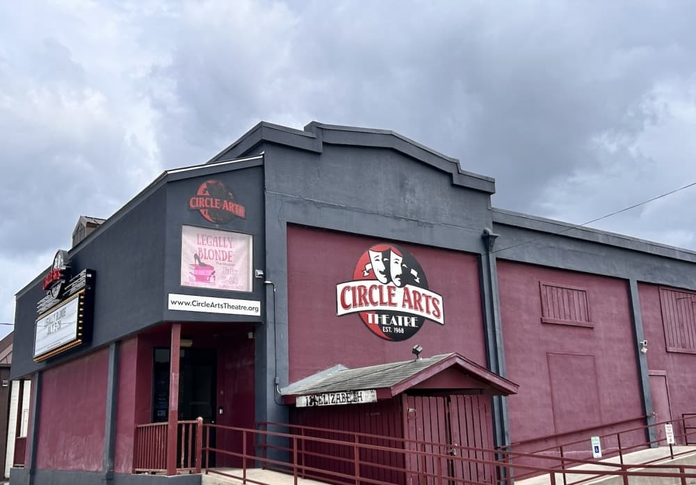 Image shows exterior of the Circle Arts Theatre.