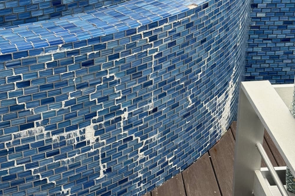 ASR can cause pool tiles to loosen and fall off. (Courtesy Jodi Gregg)