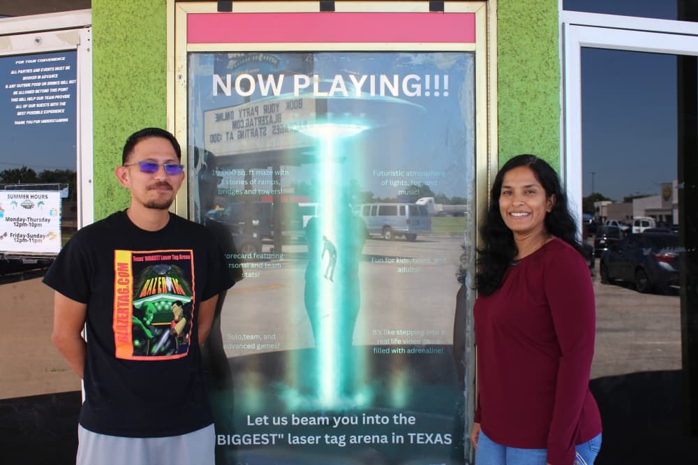 Joe Michael Ramirez and Sneha Govind took over ownership of Blazer Tag Adventure Center last August. (Sarah Hernandez/Community Impact)