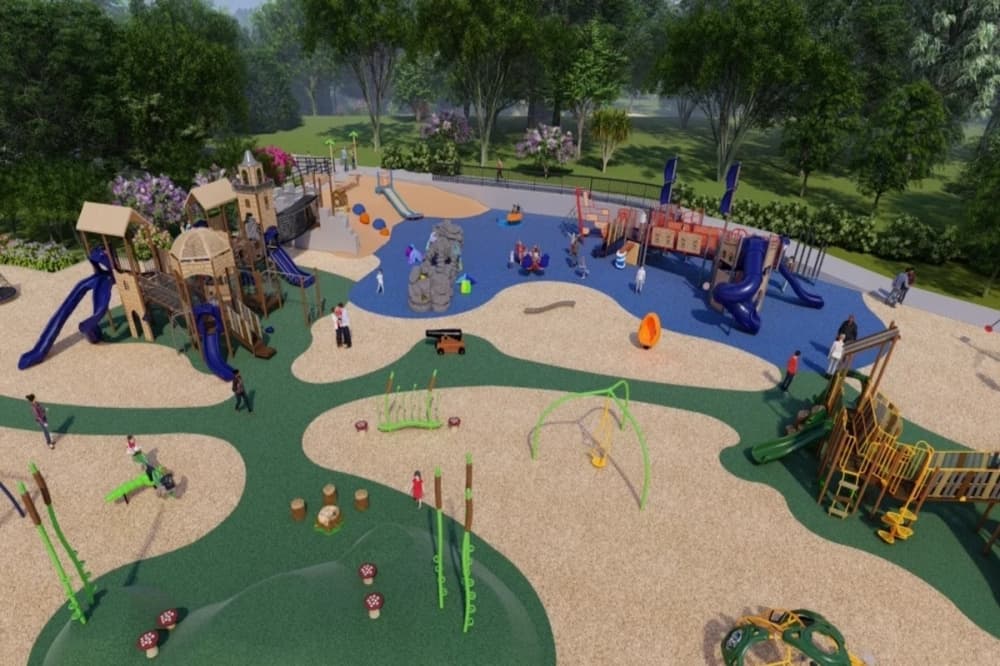 Assembly of Stone Oak public playground nearing completion