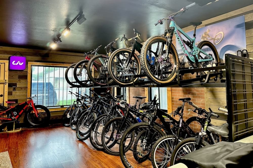 Image shows bikes.